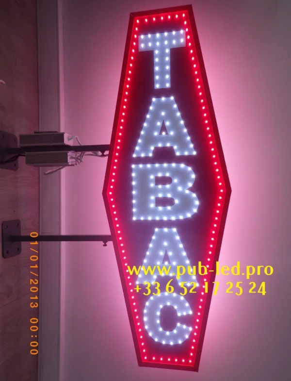 ENSEIGNE LUMINEUSE LED “TABAC” DOUBLE FACES EXTERNE AVEC ANIMATION ET TÉLÉCOMMANDE PRÊT À INSTALLER 150X50cm