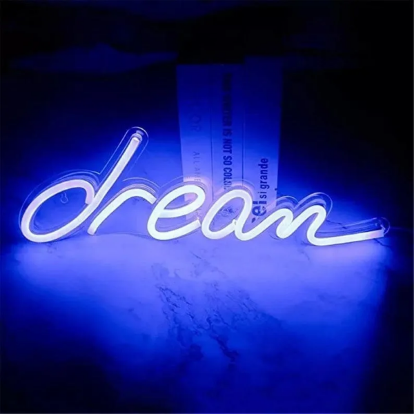 ENSEIGNE LUMINEUSE “DREAM” NÉON FLEX PERSONNALISÉE, CHOIX DE POLICE ET COULEUR, 46×15 cm