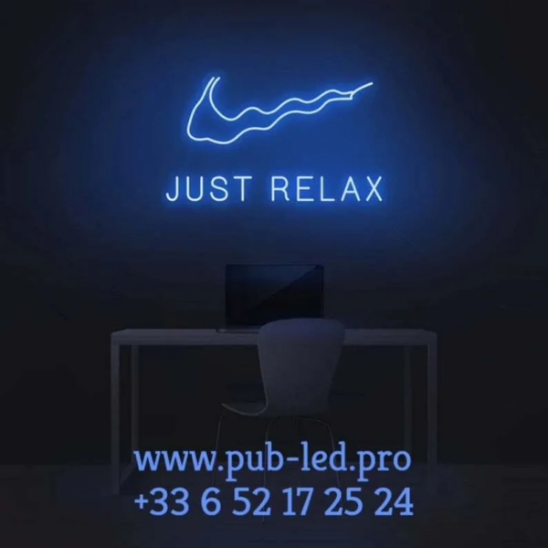 ENSEIGNE LUMINEUSE “JUST RELAX” NÉON FLEX PERSONNALISÉE, CHOIX DE TAILLE ET COULEUR, de 30, 40, 50, 60 et 70 cm