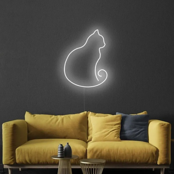 ENSEIGNE LUMINEUSE “CHAT” NÉON FLEX PERSONNALISÉE, CHOIX DE TAILLE ET COULEUR, 55 et 80 cm