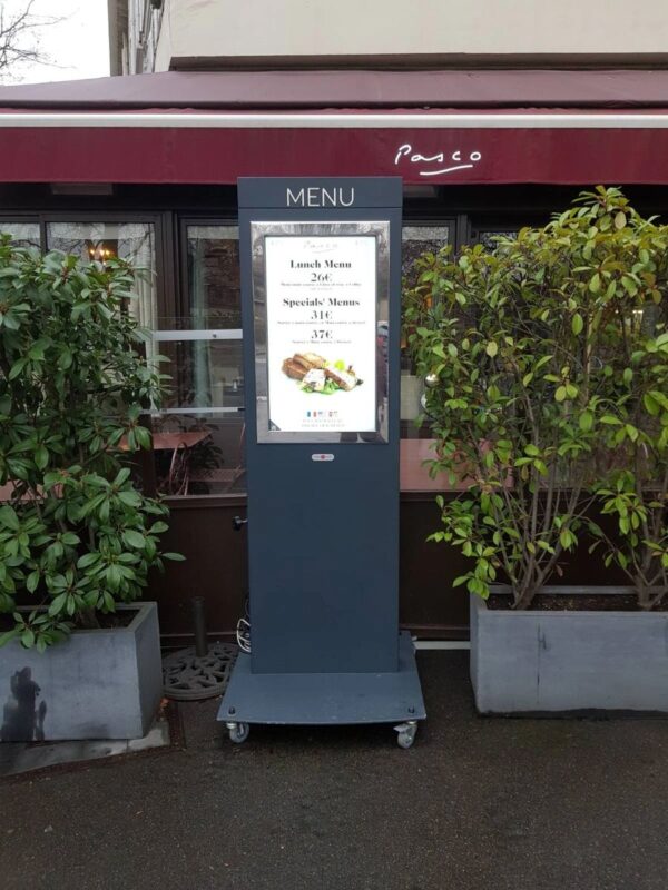 ENSEIGNE STOP TROTTOIR LUMINEUSE LED ”RESTAURANT MENU” 1 côté EXTERNE PROGRAMMABLE DEFILANT PRÊT À INSTALLER TAILLE A2