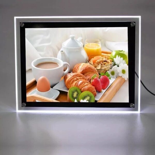 ENSEIGNE PORTE AFFICHE MENU À ÉCLAIRAGE LED, TAILLE A4, 28×36.7 cm